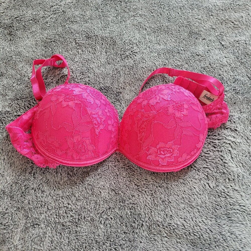 Fredericks of Hollywood Womens Bra 34B Pink Lace Push Up Floral Sexy 17398